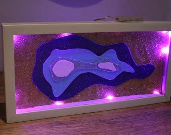 Island Topography island Glitter Art Shadowbox Lamp