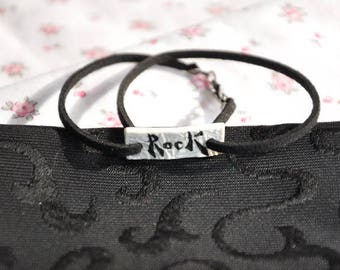 Bracelet black/off-white porcelain Limoges