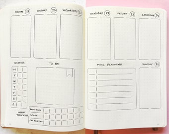 Lay-out wekelijks, stencil opsommingsteken krant gewoonte tracker stencil stencil bujo, kalender, maandelijks stencil stencil stencil