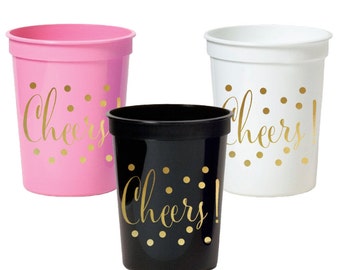 Cheers Special Event Party Cups - set of 25 - Engagement Party Decor, Birthday Party Tableware - available in Pink, White or Black