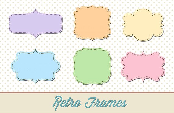 Digital Clipart Scalloped Frames Set 29 with Brushes