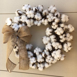 18" Cotton wreath,Cotton boll wreath,Farmhouse wreath,Natural wreath,Farm style wreath,Country wreath,Rustic wreath,Cotton decor,Country