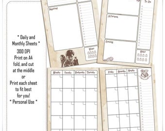 Harry Potter A5 Printable Planner/Daily/Weekly/Monthly/List/Contacts/