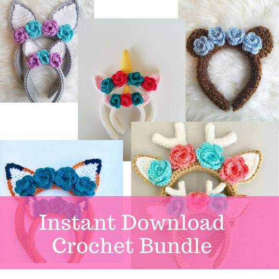 Animal Headband Pattern Bundle crochet animal ear crochet