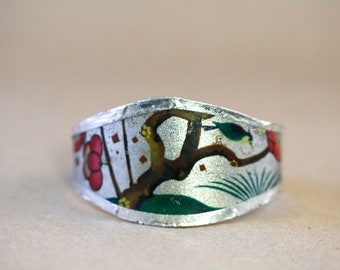 Fat Tin Cuff (Bird on branch)