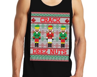 Crack Deez Nuts Nutcracker Ugly Christmas Sweater Gift Idea Present Men's Tank Top OSF-0038