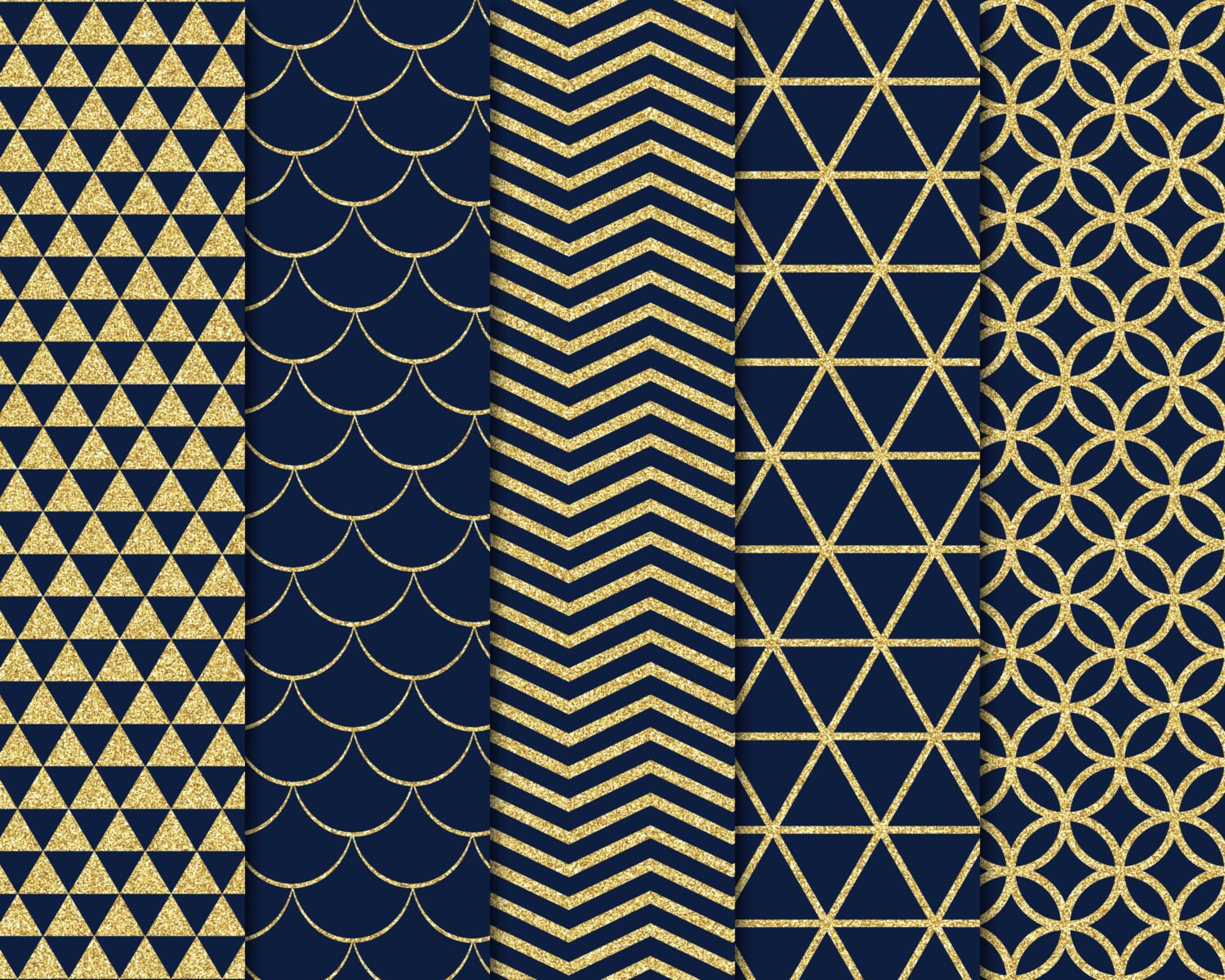 navy blue and gold glitter modern digital scrapbook paper with