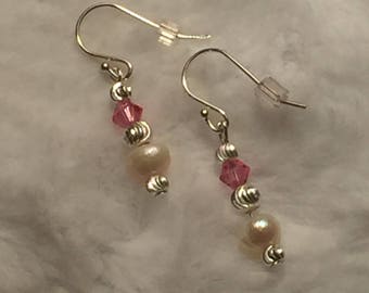 crystal and freshwater pearl earrings