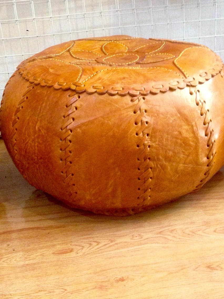Genuine hand made REAL LEATHER POUF