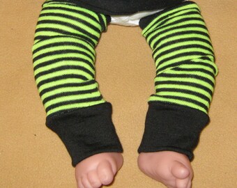 Leg warmer, Infant, Newborn - Thin Stripe's in Lime and Black - infant leg warmer, newborn leg warmer, baby girl leg warmer, baby leg warmer