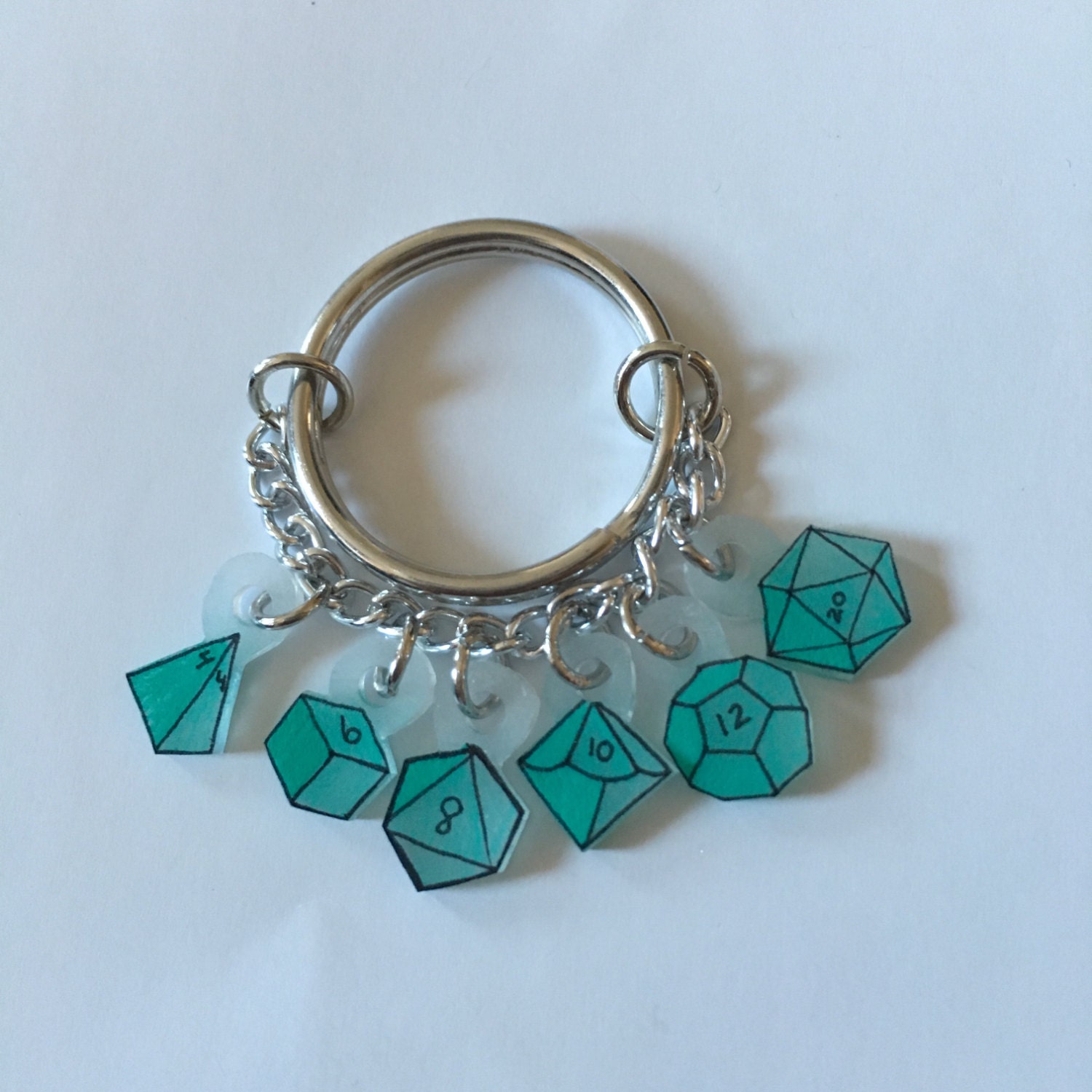 DnD Dice Keychain with d4 d6 d8 d10 d12 d20