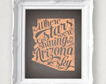 Arizona Stars State Print 8 x 10