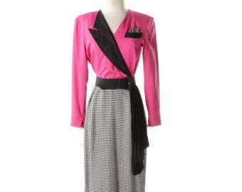 Vintage Christian Dior Pink Black & White Dress - Size 4