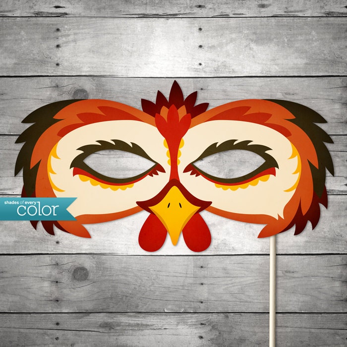 DIY Printable Rooster Mask Halloween Birthdays masquerade