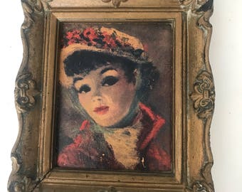 Vintage Portrait Lithograph of 1900 Woman