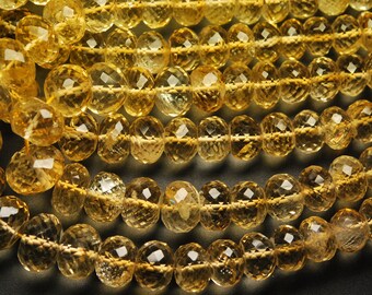 8 Inch Strand,Finest Quality,CITRINE MICRO Faceted Rondelles Shape,8-12mm Long,