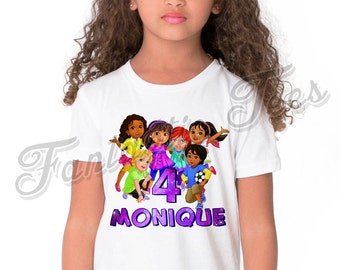 Dora and Friends Birthday Shirt Add Name & Age Dora The Explorer Custom Birthday Party TShirt A