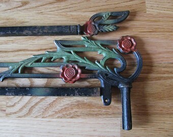 Art Nouveau Floral Swing Arm Curtain Rods Set of Two