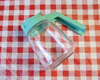 Turquoise Syrup Honey Dispenser - Federal Housewares - Aqua - Teal - Glass Jar - Mid Century Vintage 1950's