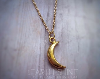 Gold Moon necklace, crescent moon