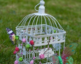Customized with flowers and butterflies birds birdcage