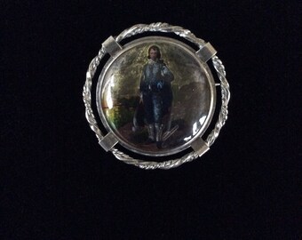 Vintage Sterling Silver Portrait Brooch- Portrait Brooch Made In England- Vintage Portrait Jewelry