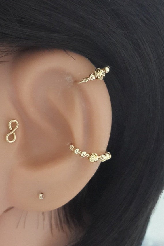 gold helix ring earring