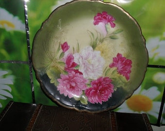 Vintage Porcelain - Bavaria Plate - Wild Roses Pattern - Artist Signed