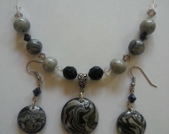 Black Marbled Polymer Clay Jewelry