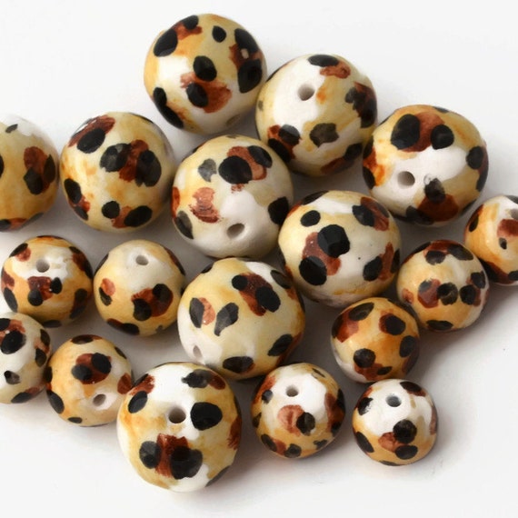 Leopard Print Beads Handmade Beads Ceramic Beads African
