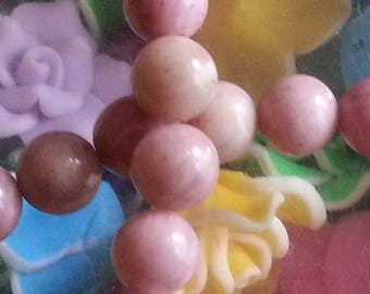 20 diameter 8 mm rhodonite beads, hole 1 mm