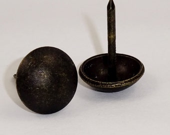 100 Decorative Upholstery Tacks - Dark Antique Brass 7/16" | Decorative Nails, Fabric Tacks | Vintage Look |Leather Tacks, Decotacks