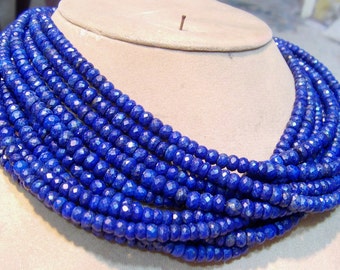 1 Strand Lapis lazuly Faceted Roundel beads 14'' 25, grams 6 .MM