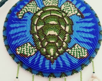 Beaded Native American Turtle Medallion