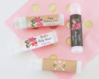 Rustic Baby Shower Favors Floral Baby Shower Lip Balm Favors Personalized Baby Shower Favors Country Baby Shower Favors (EB3031MP) - 16| pcs