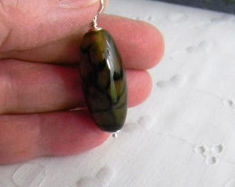 Large Spider Agate Pendant, Brown and Black dangle, Agate pendant, Sterling Silver Wire Wrapped Pendant, Interchangeable Pendant