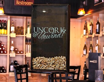 24x45 Wine Cork Holder / Wall Decor Art - "Uncork & Unwind" / Wine Quotes