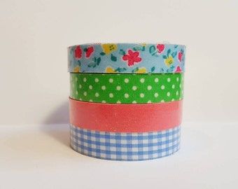 Cloth Washi Tape- solid dot gingham floral