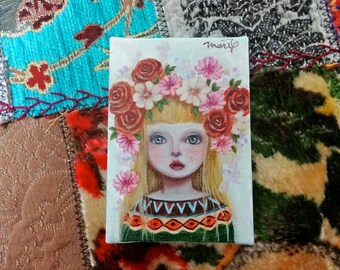 Original small oil painting "Flora" 1