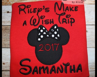 Family Disney Shirts ~ Make a Wish Shirts....Red Short Sleeve Shirts... Minnie or Mickey