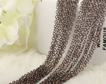12 PCS Antiqued Copper Chain ,Finished Bronze Necklace Chain,Flat Cross Chain for Jewelry Making