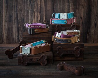 Leather dog collar, Personalized dog collar, dog collar, leather, FREE MACHINE ENGRV buckle, personalized leather dog collar personalized