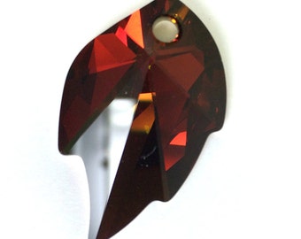 Large Swarovski leaf pendant, Swarovski Cathedral leaf pendant 32x20mm Crystal Cathedral Leaf Pendant Art#8805