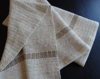 Organic Cotton Hand Towel Handwoven in Natural and Brown