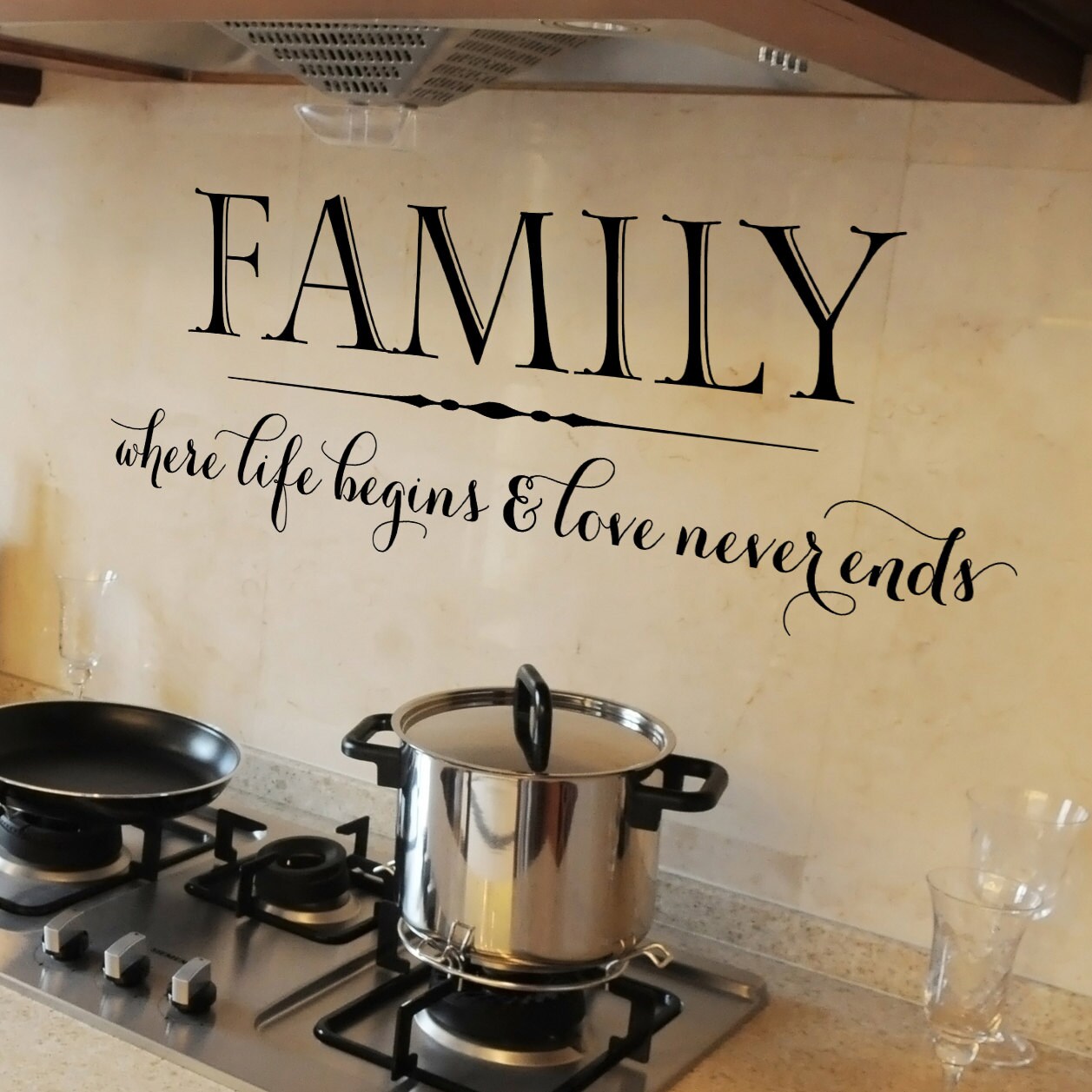 Kitchen Wall Decal Family Quote Family where life begins