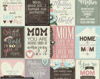 On Sale 50% Mom 3x4 Pocket Scrap Cards Embellishments Kit for Digital Scrapbooking, Mother's Day