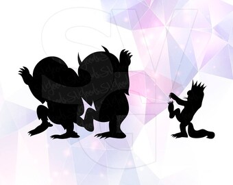 Where the Wild Things are SVG DXF Clipart Monster Party Supply Cut Cricut Design Silhouette Cameo Decoration Vinyl Decal Stencil Template