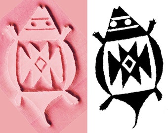 Mimbres Turtle Design Stamp for PMC - Ceramic Clay - Scrapbooking Turtle Stamp - Southwest Turtle Textile Design Stamp -Mimbres Turtle Stamp