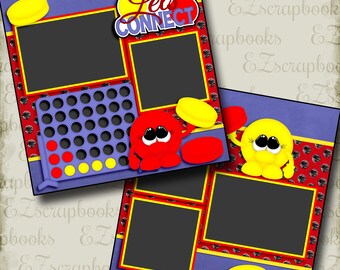 Let's Connect - Connect Four - 2 Premade Scrapbook Pages - EZ Layout 3118