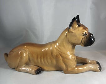 Vintage Ceramic Boxer Dog Figurine